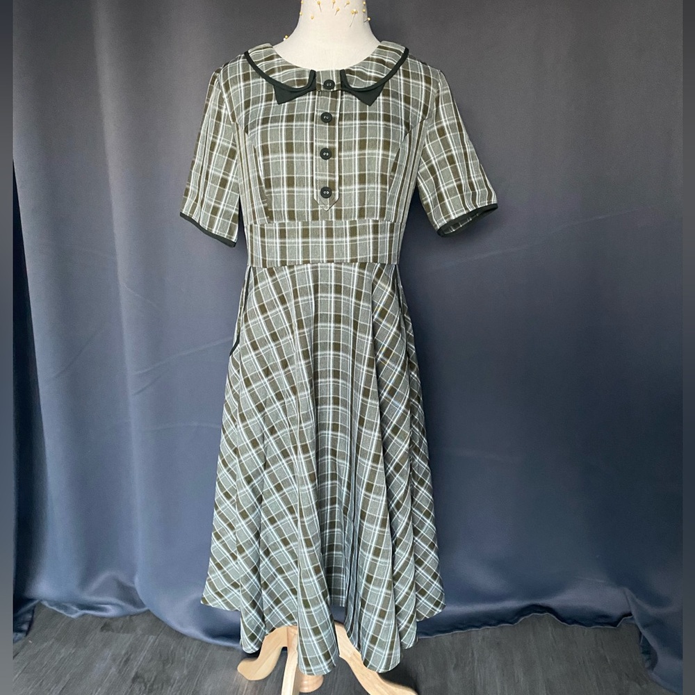 Voodoo Vixen Olive Plaid Dress